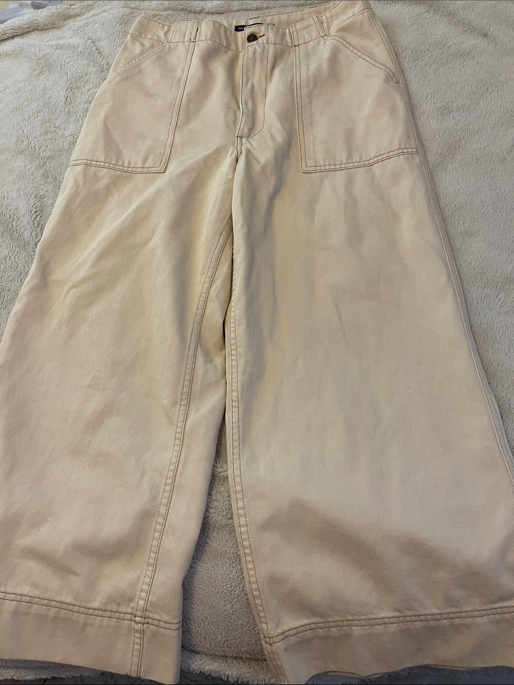 Abercrombie & Fitch Cream Wide Leg Pants cream M